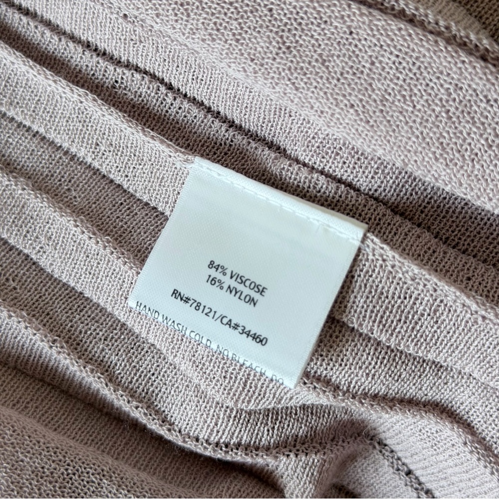 Eileen Fisher Ribbed Accordion Pleat Cardigan Open Front Blush Pink XL - Picture 6 of 7